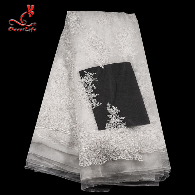 estiramiento floral 3D que se casa la tela bordada nupcial del cordón de Tulle por la yarda