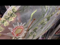 Tela de tul colorida con encaje, alta solidez del color, 130 cm, bordada