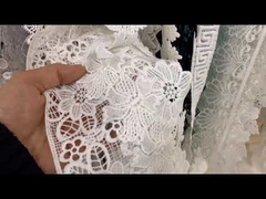 Encaje Bordado Floral Blanco para Vestido de Novia 10.2cm