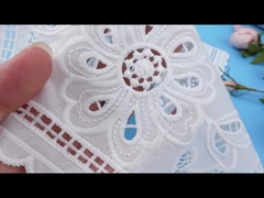 U - Neck Lace Collar Applique Flora Polyester Embroidery Cotton