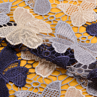 100% Polyester Embroidery Flower And Butterfly Designs Knitted Tricot France Lace Fabric