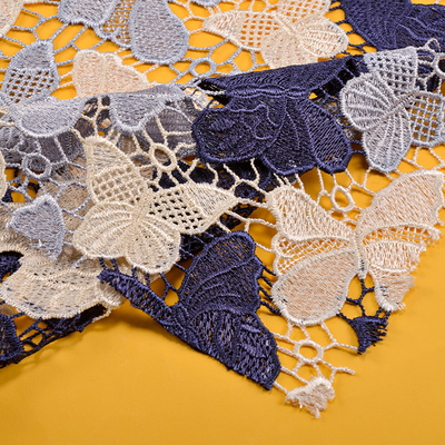 100% Polyester Embroidery Flower And Butterfly Designs Knitted Tricot France Lace Fabric