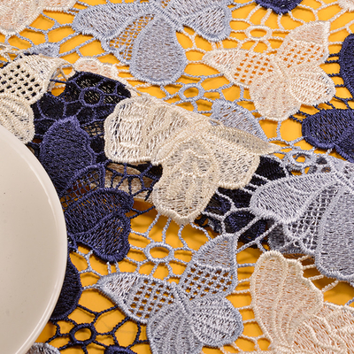 100% Polyester Embroidery Flower And Butterfly Designs Knitted Tricot France Lace Fabric