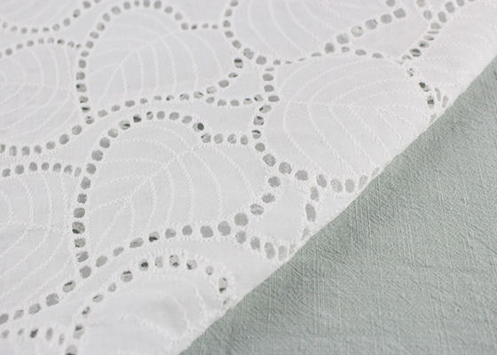 Off White Eyelet Cotton Lace Fabric Leaf Embroidery Patterns