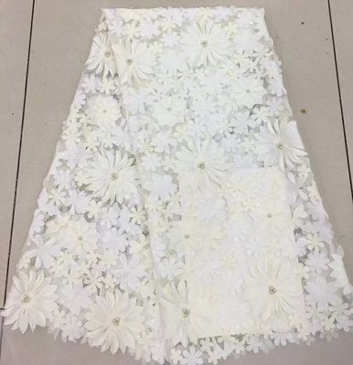 Pink 3D Flower Embroidered Mesh Lace Fabric