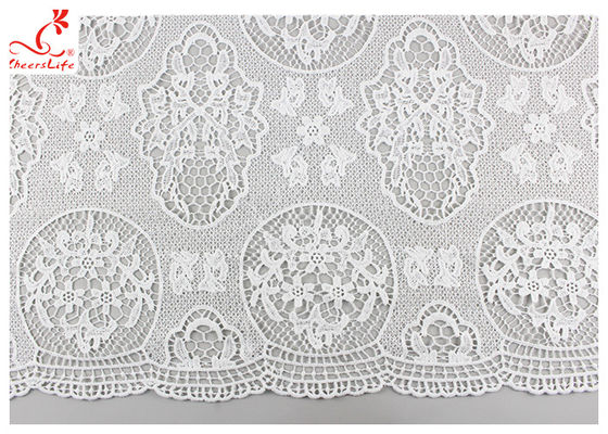 Guipure Embroidered Floral Lace Fabric With Chemical Poly Milk Silk