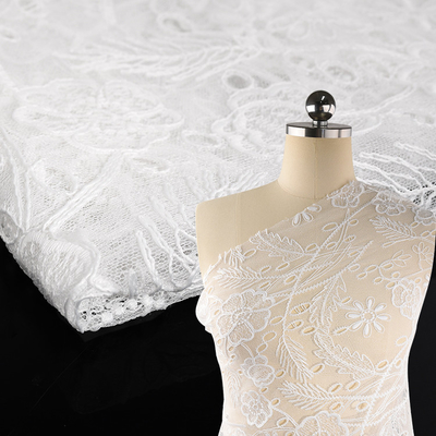 Ropa de novia de encaje Tejido de novia bordado floral Tullo encaje encaje Trim 2024